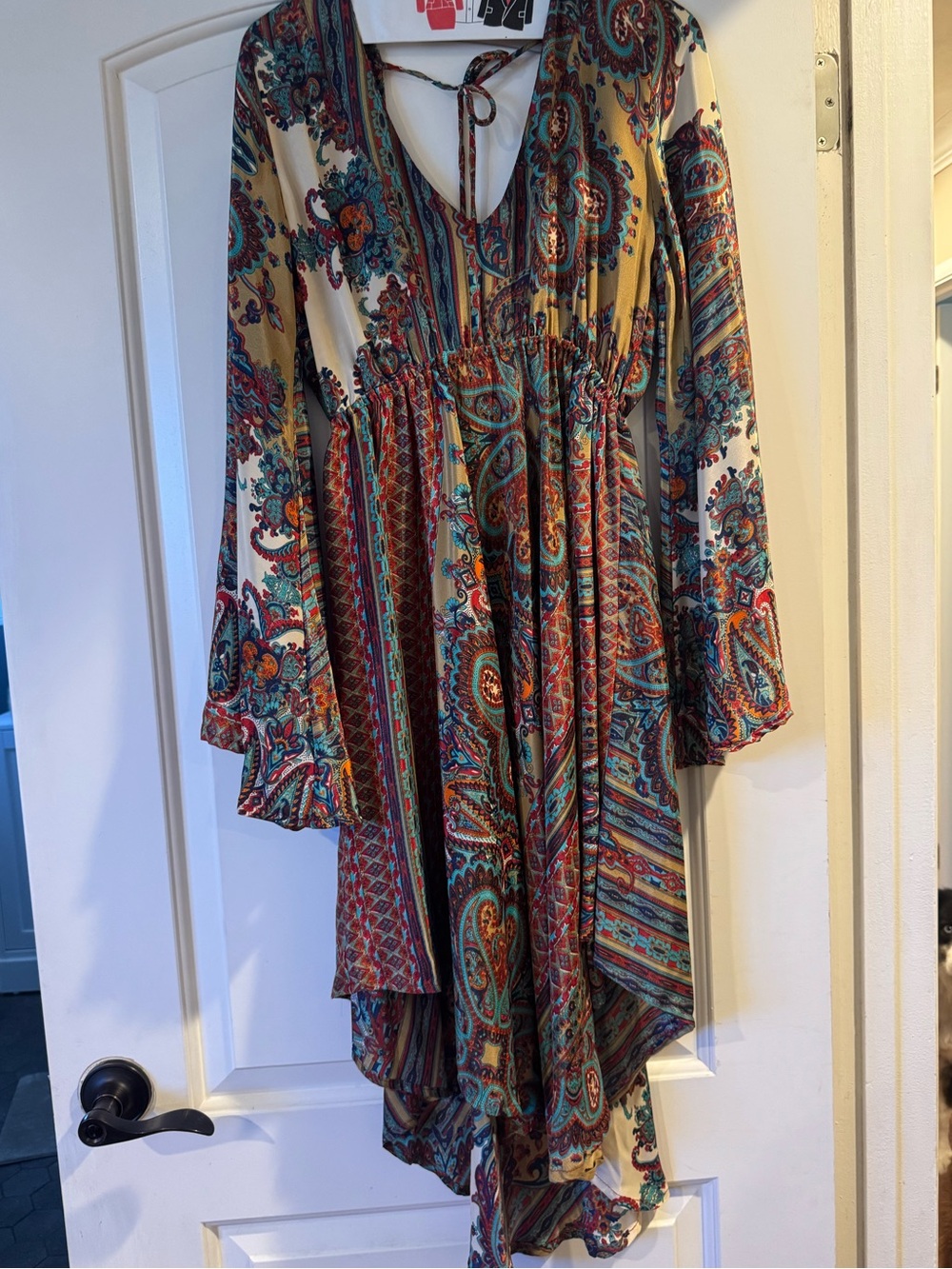 Bohemian Asymmetrical Paisley Dress in Multi-Color